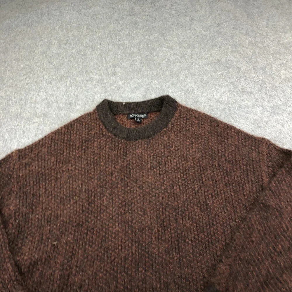 Banana Republic Sweater Mens Medium Brown Fuzzy Chunky Knit Crewneck Heavyweight